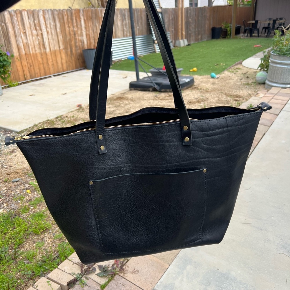 Portland Leather Company Oversized Pebbled Black Tote